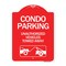 Signmission Condo Parking-Unauthorized Vehicles Towed Away With Car Tow Graphic, Red & White, RW-1824-24238 A-DES-RW-1824-24238 - alternate 1